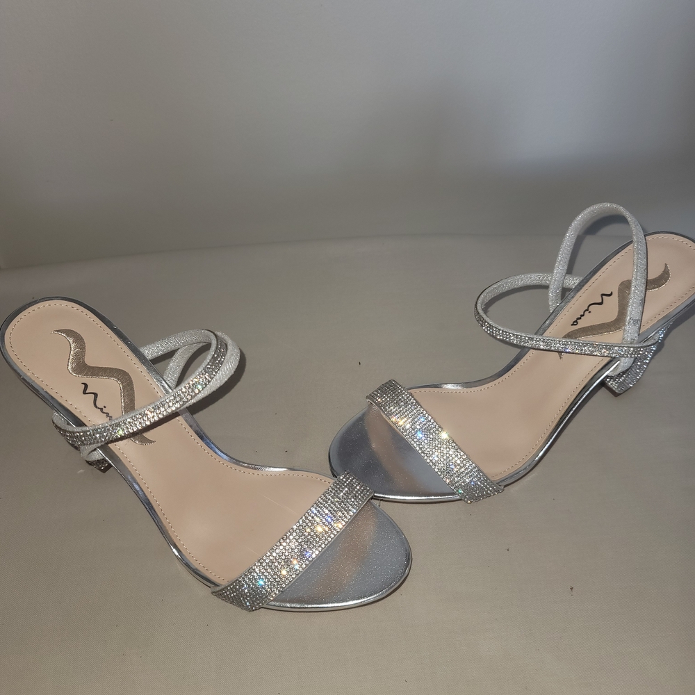 Elegant Silver Strappy Heels